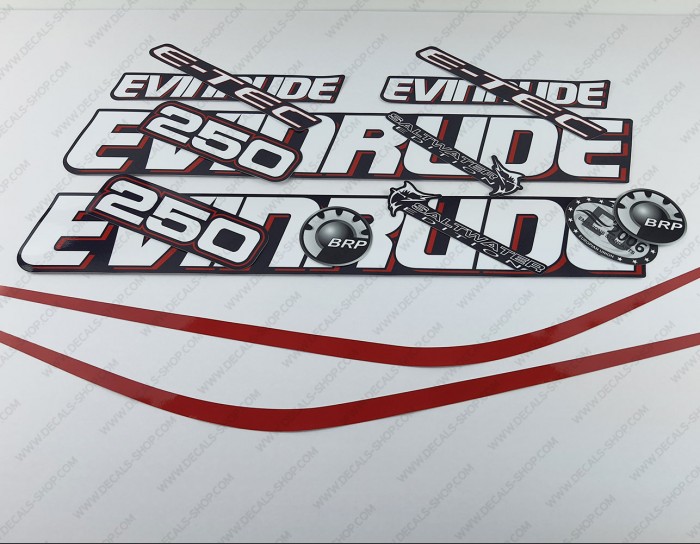 Evinrude 250HP E-tec (90° V6, 3.3L) Blue Cowling Outboard Decal Kit